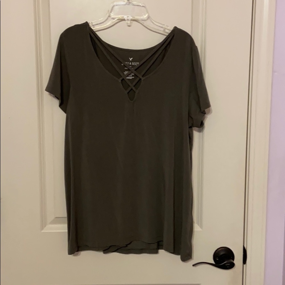 AMERICAN EAGLE OLIVE TOP